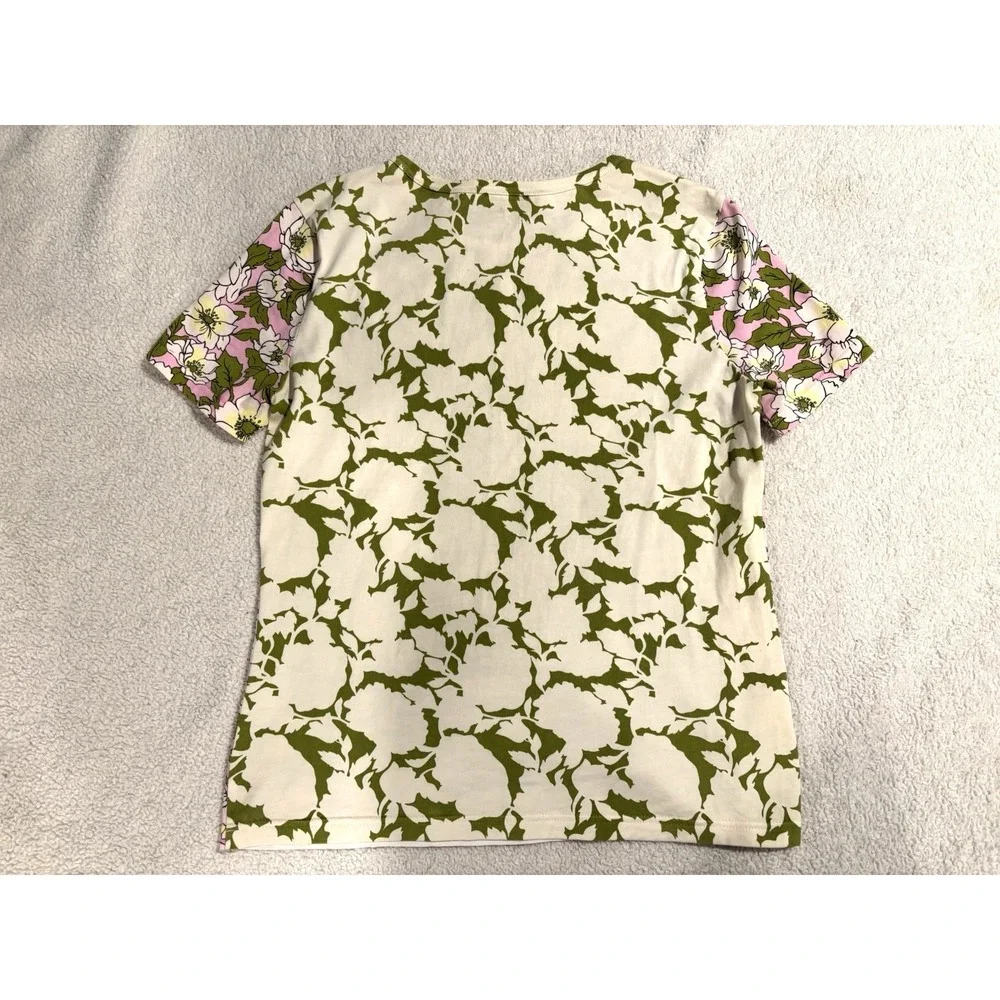 Tory‎ Burch Graphic Floral Multicolor Cotton Crew Neck Short Sleeve T-Shirt XS - Picture 6 of 6